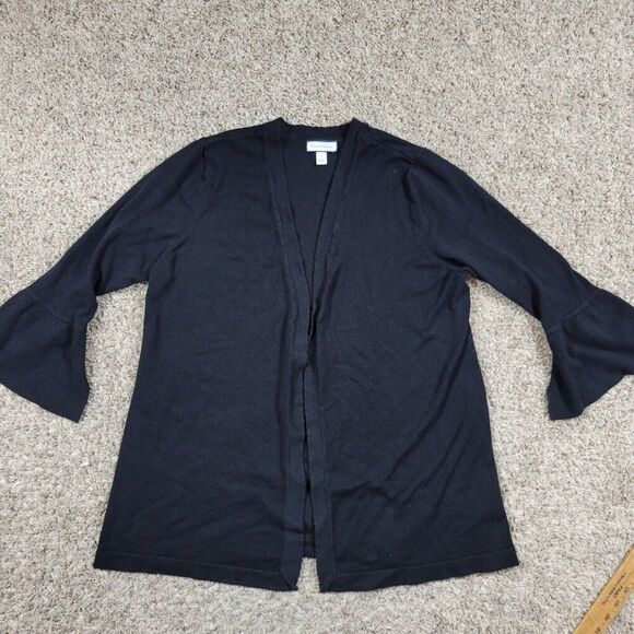 Charter Club Cardigan Sweater Women Large Black Open Front Bell Sleeve - Picture 1 of 8